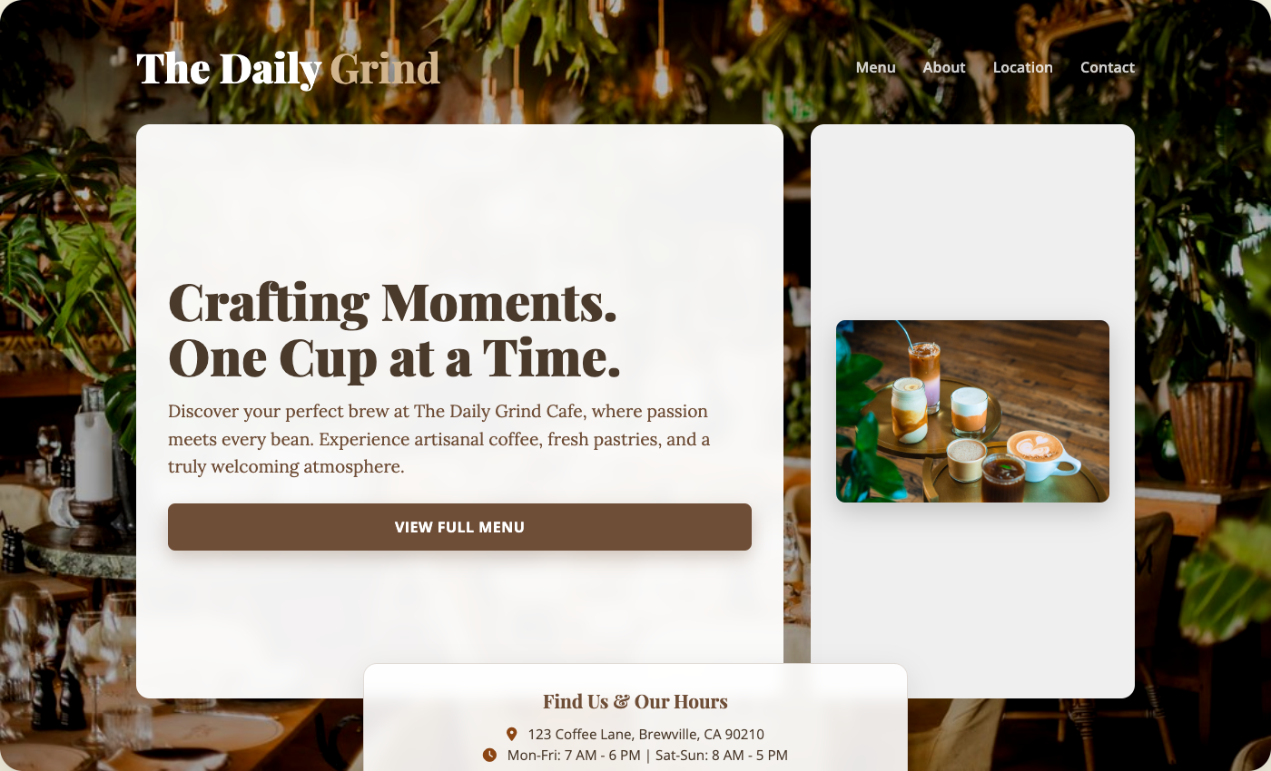 Cafe Website Example